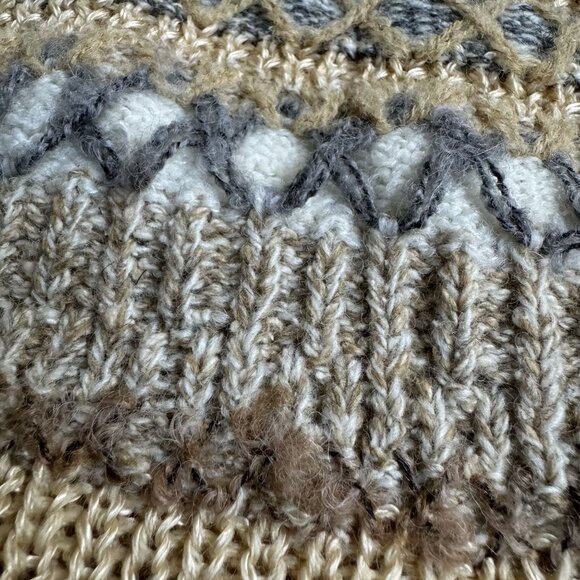 Liz Claiborne Wool Fisherman Sweater Womens M 3D Knit Nordic Vintage Oversized - Picture 6 of 7